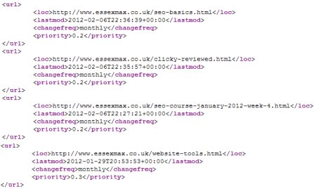 Extract of XML Sitemap